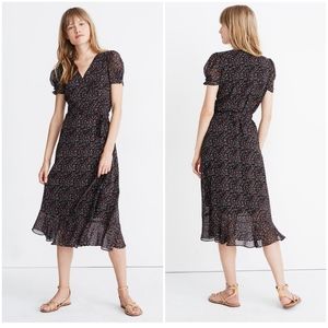 Madewell Petite Button-Sleeve Wrap Midi Dress